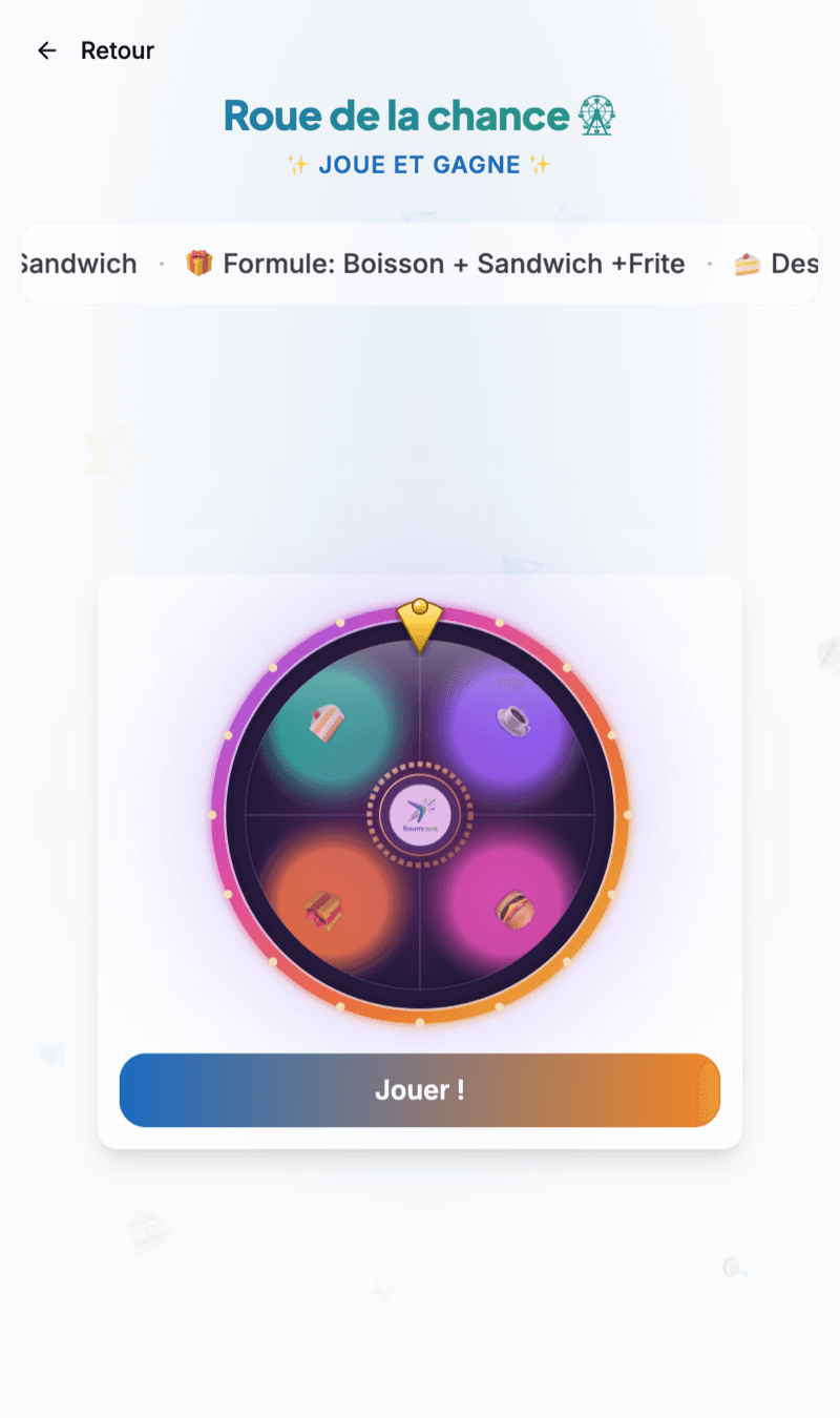 Roue de la chance Boumrank sur mobile